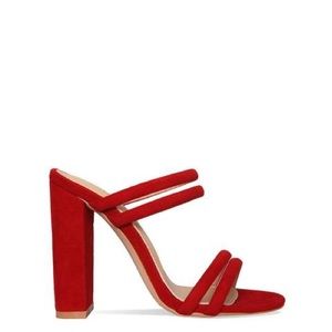 Harper Red Suede Block Heel Mules